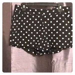 Black and white polka dot high waisted shorts